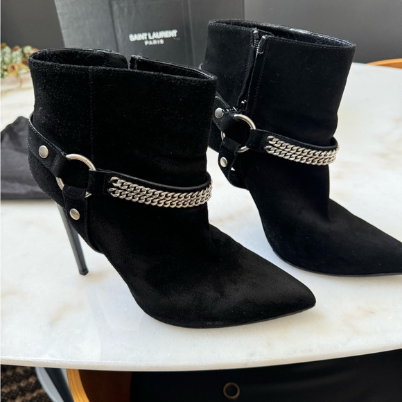 Saint Laurent Paris ankle boots suede with chain authentic - Picture 6 of 16